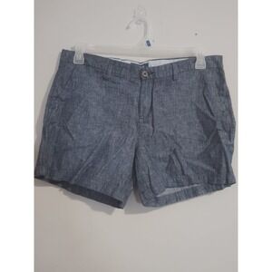 Old Navy Everyday Short Flat Front Linen Blend Blue Chambray Size 12